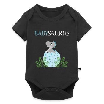 Babysaurus Bub T-Rex geschlüpft Dinosaurier Ei - Baby Premium Kurzarmbody - Schwarz - Vorne