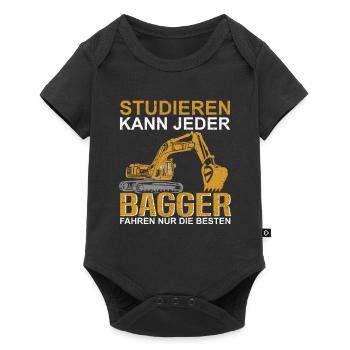 Studieren kann jeder Bagger fahren nur die besten - Baby Premium Kurzarmbody - Schwarz - Vorne