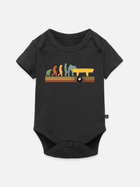 Snooker Evolution Billardtisch Billardkugeln Pool - Baby Premium Kurzarmbody - Schwarz