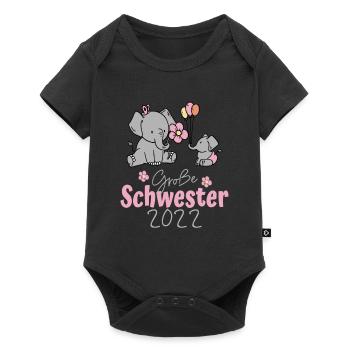 Große Schwester 2022 Elefanten - Baby Premium Kurzarmbody - Schwarz - Vorne