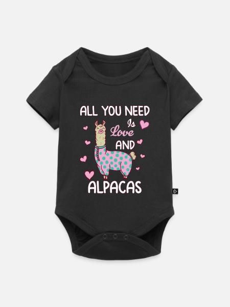 Love and Alpacas - Premium kortærmet baby-body  - sort