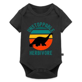 Unstoppable Herbivore Dinosaur Vegan - Baby Premium short-sleeve bodysuit - black - Front