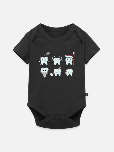 Zahn Zähne Zahnarzt Zahnarzthelferinnen Geschenk - Baby Premium Kurzarmbody - Schwarz