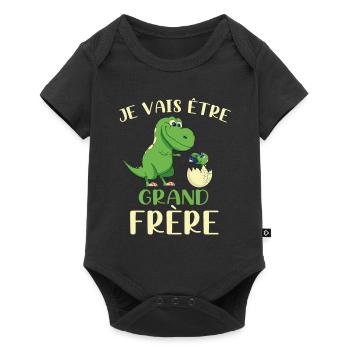 Je vais être Grand Frère 2021Dino - Baby Premium Kurzarmbody - Schwarz - Vorne