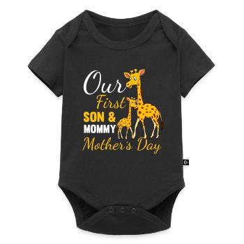 Our First Son & Mommy Mothers’s Day Giraffe Mom - Body à manches courtes Premium Bébé - noir - Devant