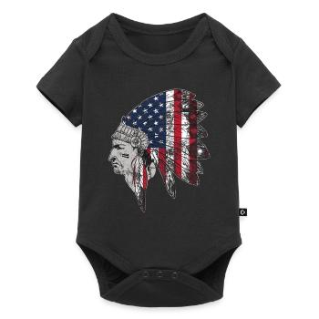 Native American USA Flag Indian Apparel Gift - Baby Premium short-sleeve bodysuit - black - Front