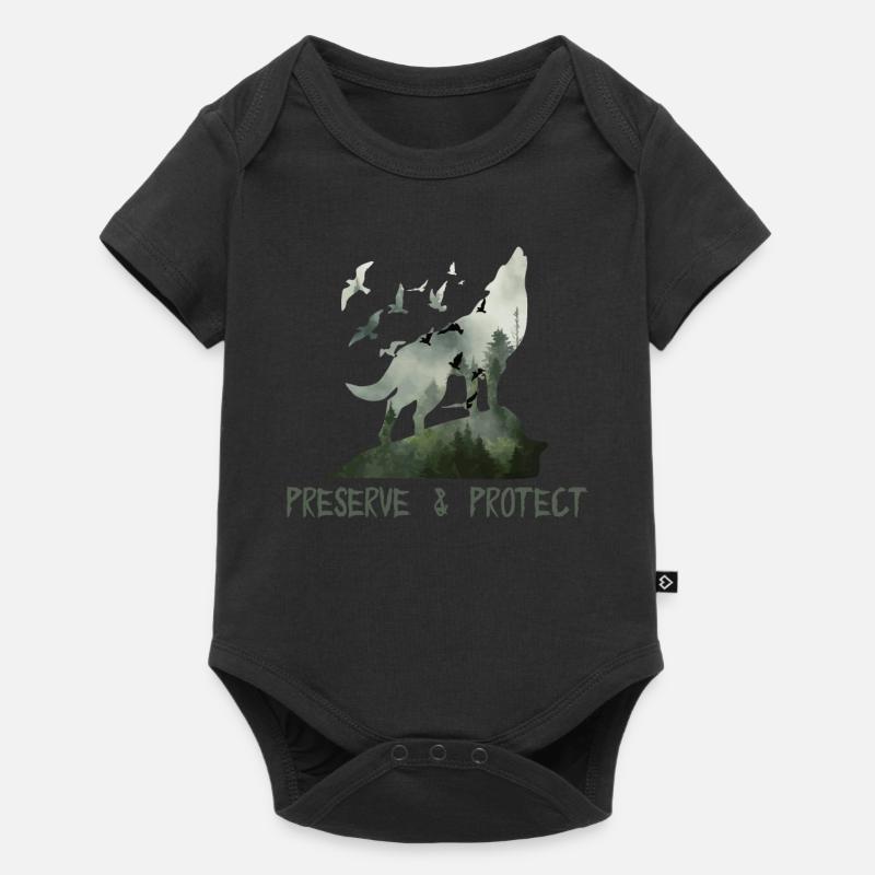 Preserve & Protect Umweltschutz Klimaschutz Wolf - Baby Premium Kurzarmbody - Schwarz