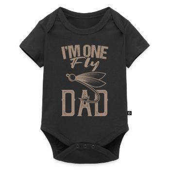 Fly Fishing Papa Angel Saying Angler Dad - Baby Premium short-sleeve bodysuit - black - Front