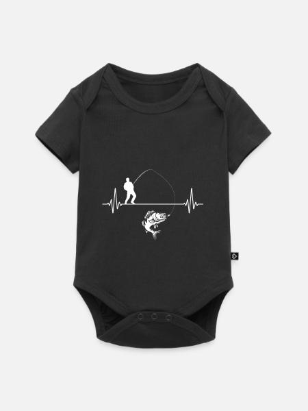 Pesca pesca pesca heartbeat amore pesce carpa - Body Premium a maniche corte per neonati  - nero