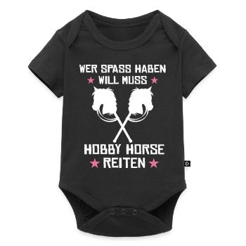 Hobby horsing reiten Hobby horse Steckenpferd - Baby Premium Kurzarmbody - Schwarz - Vorne