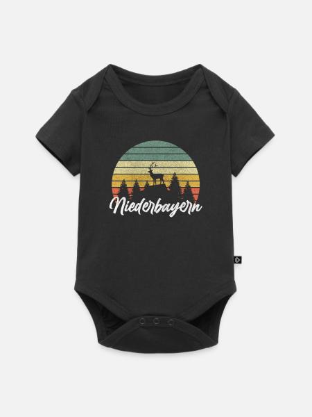 Niederbayern dahoam Bayern heimat Berge Wander - Baby Premium Kurzarmbody - Schwarz