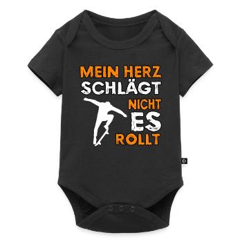 Skateboard Skate Skat Skater Longboard - Baby Premium Kurzarmbody - Schwarz - Vorne