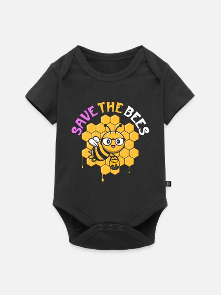Save The Bees - Baby Premium Kurzarmbody - Schwarz