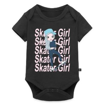 Skater Girl Skateboard Stunt Skateboarder - Baby Premium short-sleeve bodysuit - black - Front