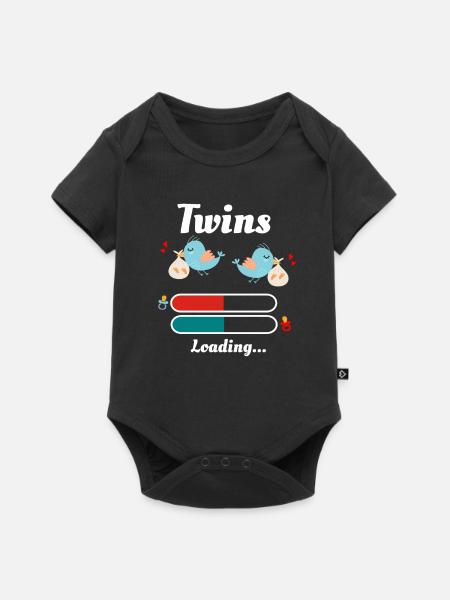 Zwillinge - Baby Premium Kurzarmbody - Schwarz