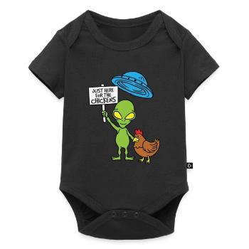 UFO Alien Just Here For The Chickens Chicken - Baby Premium short-sleeve bodysuit - black - Front