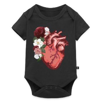 Anatomical Heart Flowers Love Women Men - Baby Premium short-sleeve bodysuit - black - Front
