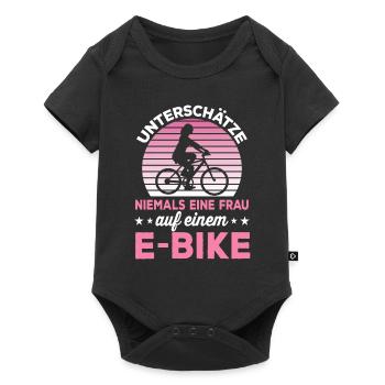 E Bike Frauen Spruch Elektro Fahrrad Geschenk - Baby Premium Kurzarmbody - Schwarz - Vorne