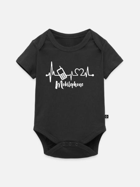 Herzschlag Handy - Baby Premium Kurzarmbody - Schwarz