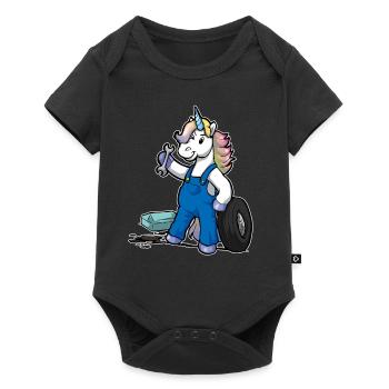 Funny Comic Unicorn Car Mechanic Gift - Baby Premium short-sleeve bodysuit - black - Front