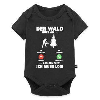 Der Wald ruft Bäume fällen Holzfäller Baumfäller - Baby Premium Kurzarmbody - Schwarz - Vorne
