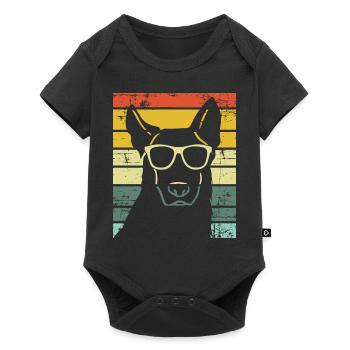 Rétro Vintage German Shepherd propriétaire de chien - Body à manches courtes Premium Bébé - noir - Devant