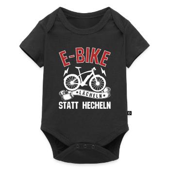 EBike elektrisches Radfahrer Lächeln statt hecheln - Baby Premium Kurzarmbody - Schwarz - Vorne