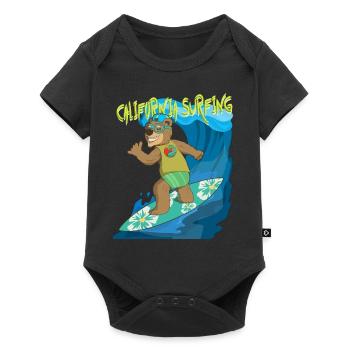 Summer feeling Californian shaka bear surfs the - Baby Premium short-sleeve bodysuit - black - Front