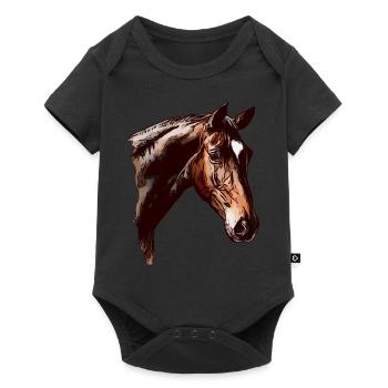 Fille cheval motif animal animal motif dames - Body à manches courtes Premium Bébé - noir - Devant