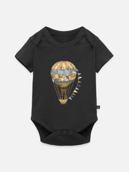 Ballonfahrer Heißluftballon - Baby Premium Kurzarmbody - Schwarz