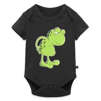 Grenouille crapaud paresseux dessin animé amphibien matin - Body à manches courtes Premium Bébé - noir - Devant