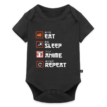 Eat Sleep Anime Repeat - Kawaii Otaku Japan Kanji - Baby Premium short-sleeve bodysuit - black - Front