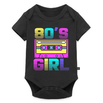80 filles années 80 rétro années 90 fête drôle - Body à manches courtes Premium Bébé - noir - Devant