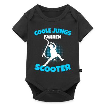 Coole Jungs fahren Scooter Stunt Roller - Baby Premium Kurzarmbody - Schwarz - Vorne
