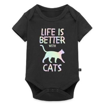 La vie est un cadeau de chat avec les chats - Body à manches courtes Premium Bébé - noir - Devant