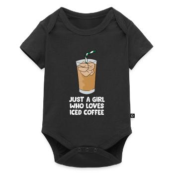 Just a Girl Who Loves Iced Coffee Süßer Eiskaffee - Baby Premium Kurzarmbody - Schwarz - Vorne
