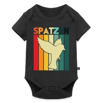 Spatzen Retro Vögel Vogelliebe Vogelkunde - Baby Premium Kurzarmbody - Schwarz - Vorne