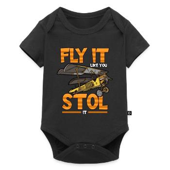 Pilot Flugzeug Luftfahrt Fliegen Beruf Lustig - Baby Premium Kurzarmbody - Schwarz - Vorne