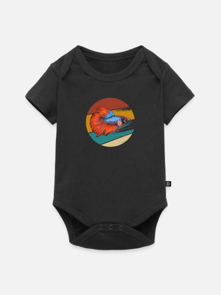 Siamesischer Kampffisch Zierfisch Fisch Geschenk - Baby Premium Kurzarmbody - Schwarz
