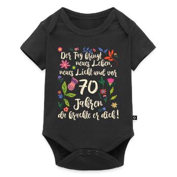70. Geburtstag schöner Spruch mit floralem Muster - Baby Premium Kurzarmbody - Schwarz - Vorne