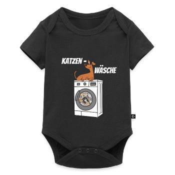 Katzenwäsche. Wortwörtlich. - Baby Premium Kurzarmbody - Schwarz - Vorne