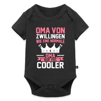 Oma Zwillinge Großmutter Geschenk - Baby Premium Kurzarmbody - Schwarz - Vorne