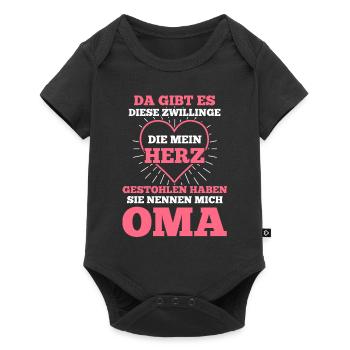 Oma Zwillinge Enkel Großmutter - Baby Premium Kurzarmbody - Schwarz - Vorne