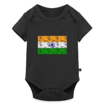Inde drapeau vintage - Body à manches courtes Premium Bébé - noir - Devant
