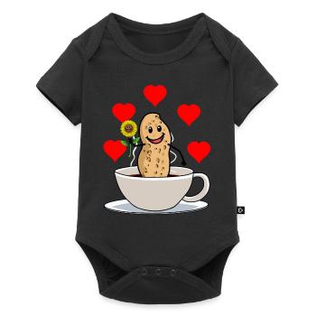 Good morning peanut coffee cup flower breakfast - Baby Premium short-sleeve bodysuit - black - Front