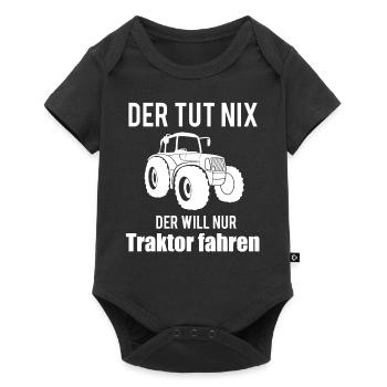 Traktor Trecker Bauer Landwirtschaft Geschenk - Baby Premium Kurzarmbody - Schwarz - Vorne