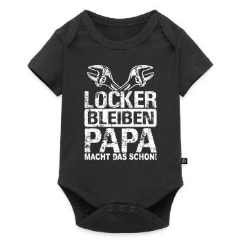 Locker bleiben Papa macht das schon Heimwerker Dad - Baby Premium Kurzarmbody - Schwarz - Vorne