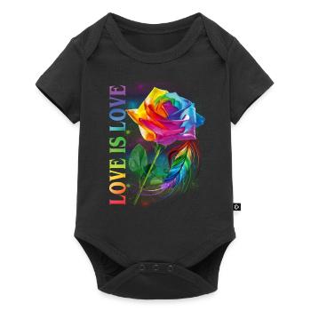 Love Is Love Rainbow Rose LGBT Gay - Body à manches courtes Premium Bébé - noir - Devant