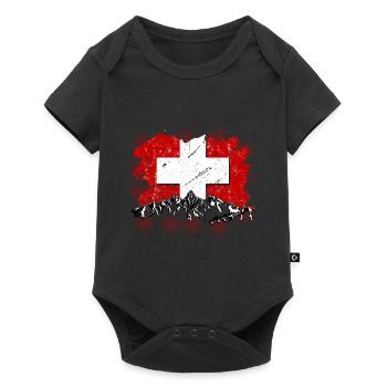 Suisse Tshirt Zurich Bern Drapeau Switzerland - Body à manches courtes Premium Bébé - noir - Devant