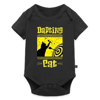 Dart player cat dart sport - Baby Premium short-sleeve bodysuit - black - Front